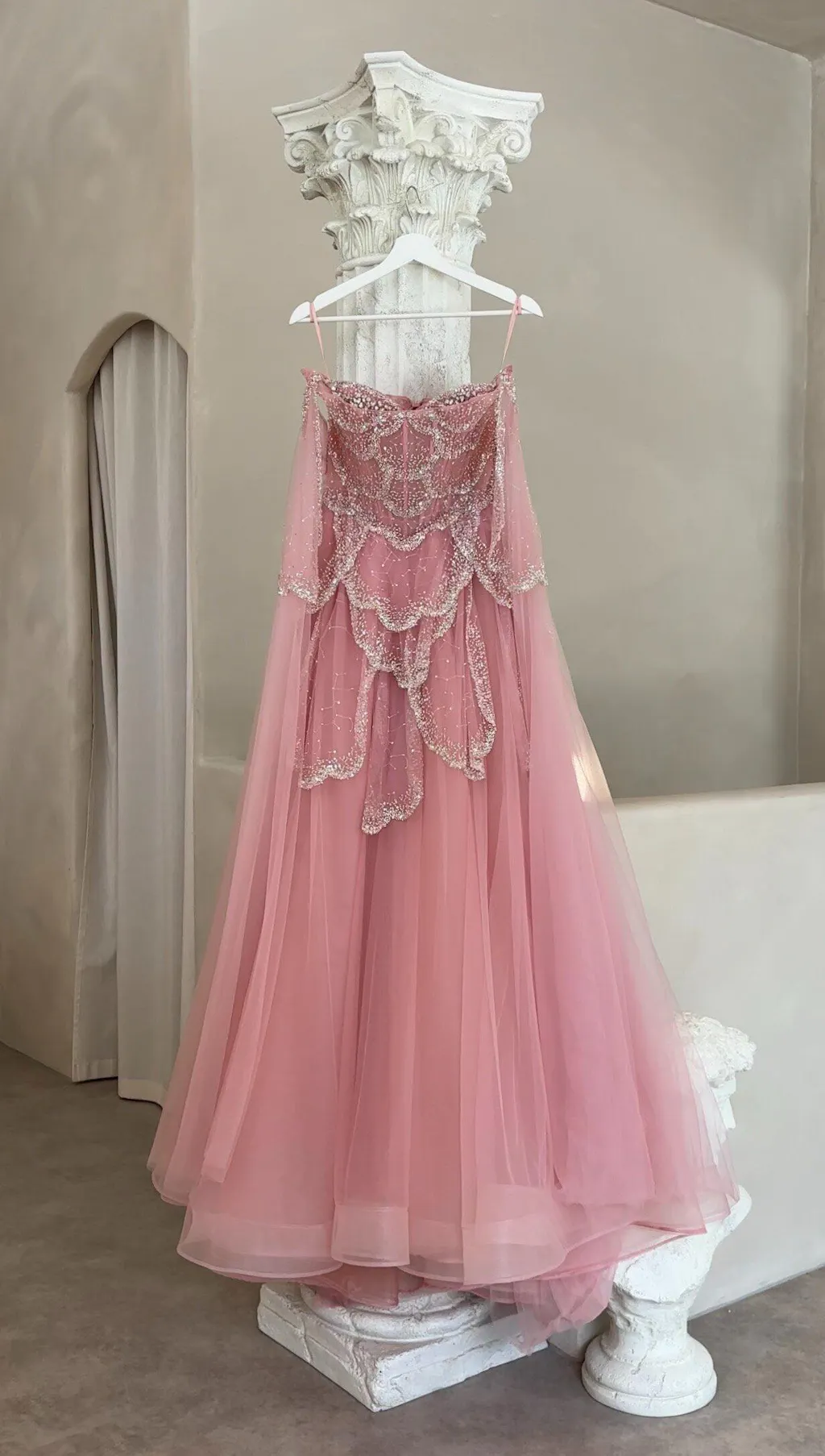 Elegant Off Shoulder Sage Green Evening Dress with Cape Sleeves SS215