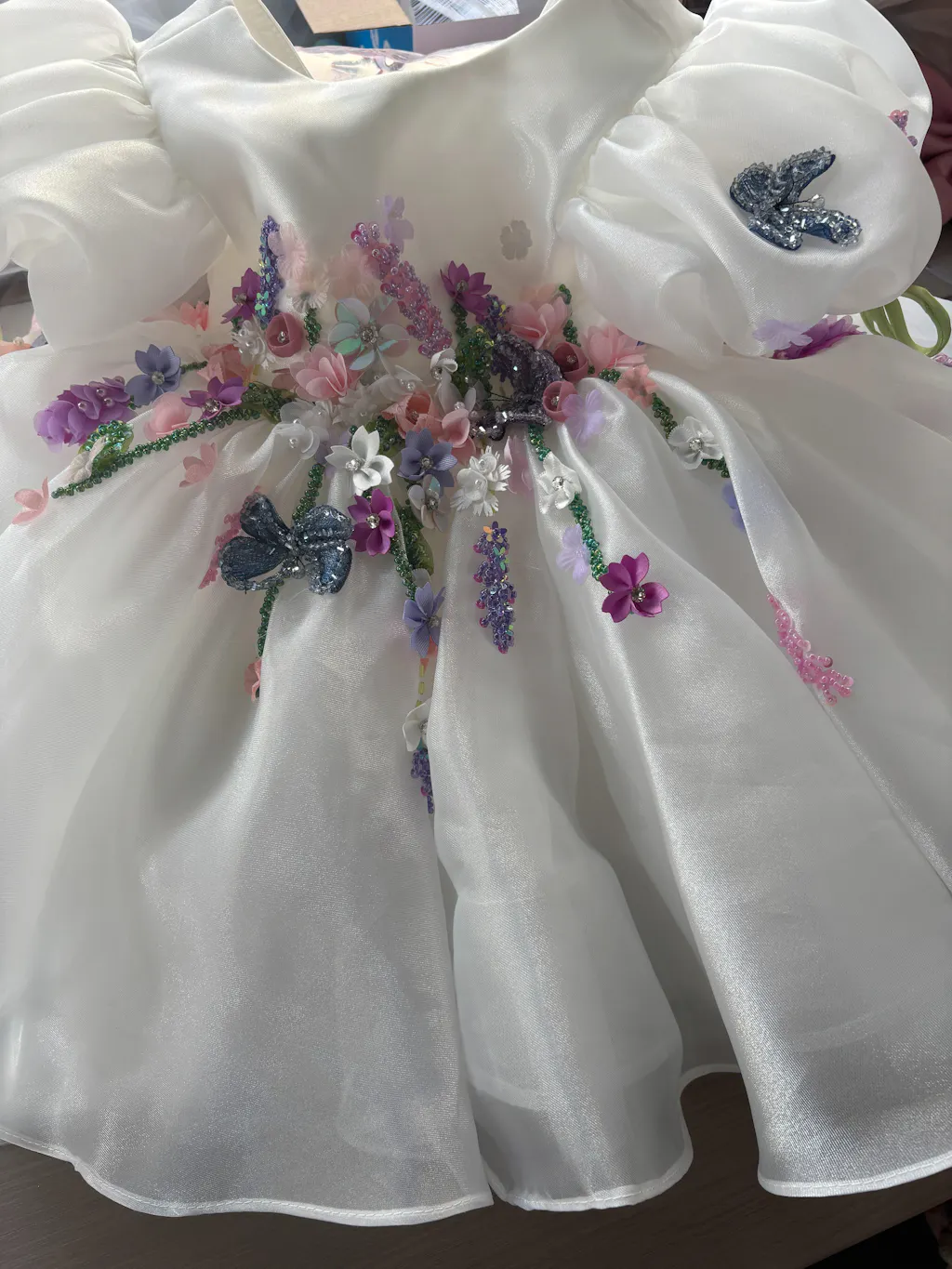 Handmade 3D Floral White Princess Dreamy Birthday Dress J832