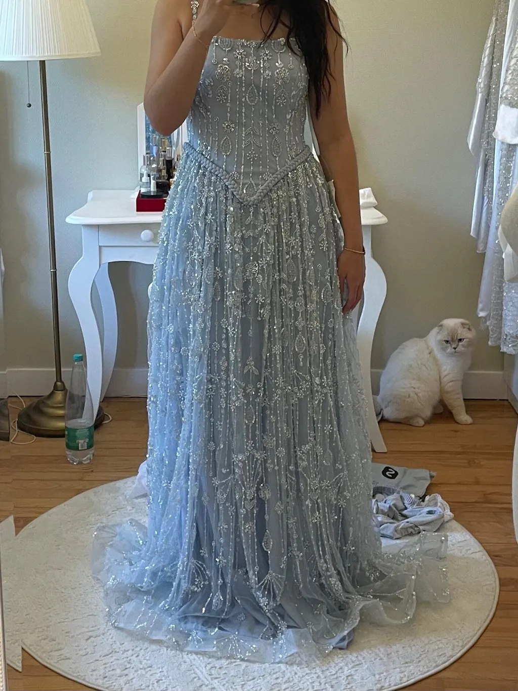 Elegant Sage Green Luxury Evening Dress with Spaghetti Straps SS693