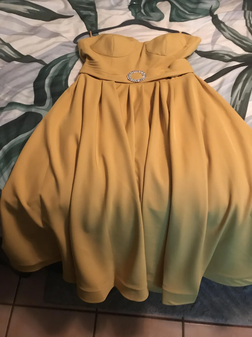 Yellow sweetheart neck satin tea length prom dress, yellow evening dre   dresstby