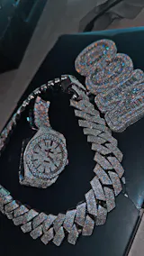 25mm HEAVY Iced Out Hop Hip Bling Big Rhombus Cuban Chain and Bracelet