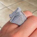 Fully Iced Out Initial X Diamond Letter Rings For Men Luxury 925 Sterling Silver