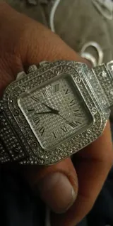 Luxury Iced Out Watches Hip Hop Bust Down Unisex Diamond Watch, Stainless Steel Studded Wrist Watch With Bracelet