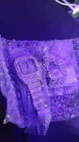 Luxury Iced Out Watches Hip Hop Bust Down Unisex Diamond Watch, Stainless Steel Studded Wrist Watch With Bracelet