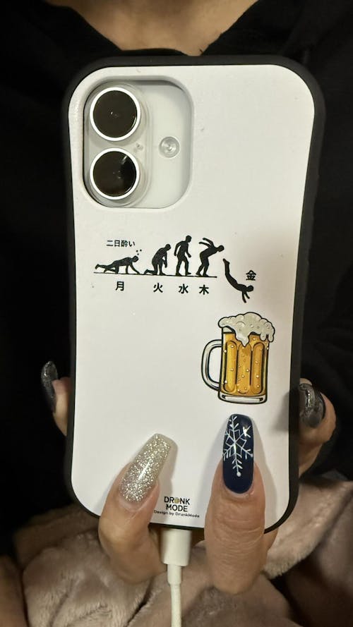 「月曜日金曜日 スティックマン」iPhoneケース おもしろデザイン｜酒好きに人気のDrunkmodeスマホケース｜ビール・焼酎・日本酒・ウイスキー好きにおすすめ｜プレゼントにも◎