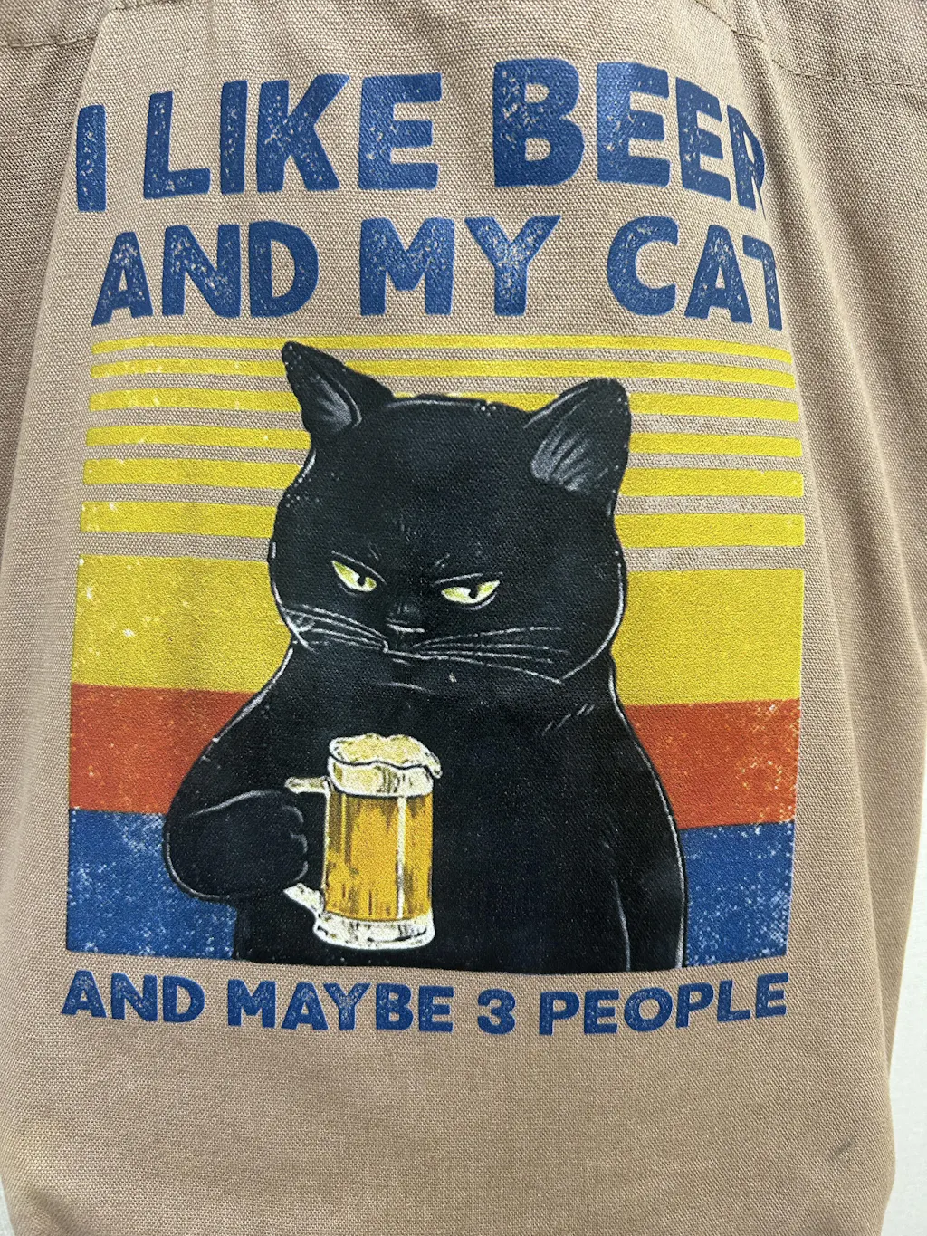 「I LIKE BEER AND MY CAT 」誕生日プレゼントにも最適！居酒屋・飲み会で話題の面白トートバッグ｜日本酒・ビール・焼酎・ウイスキー好きにおすすめ