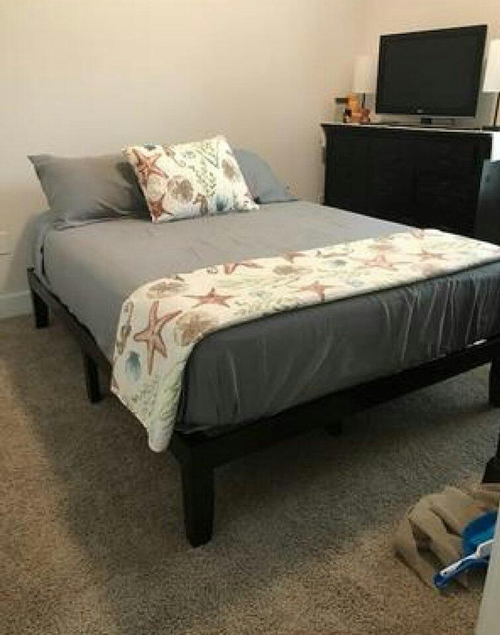 Queen Size Wooden Bed Frame with 10″ Multi-Layer Memory Foam Mattress – Espresso Finish - DSARD