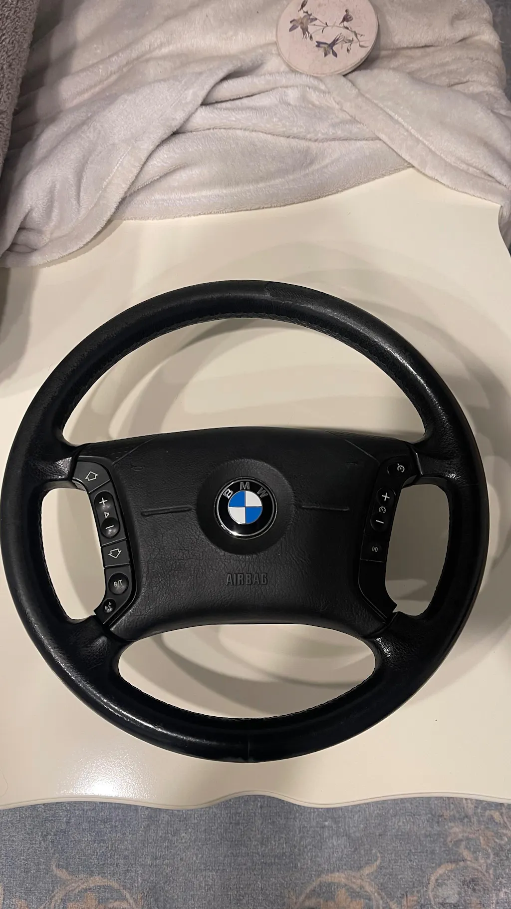 Custom Suede Steering Wheel Cover for BMW