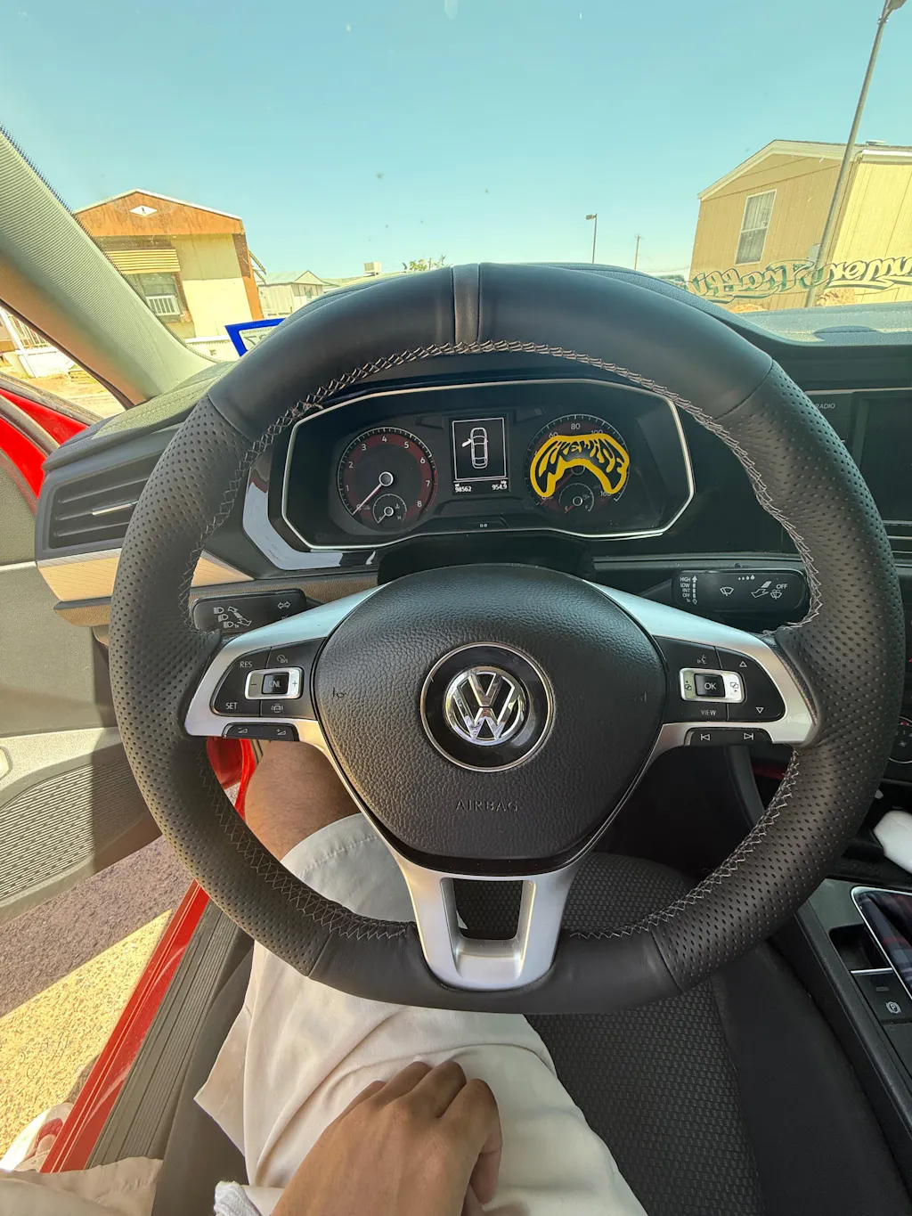 Custom Leather Steering Wheel Cover for VW