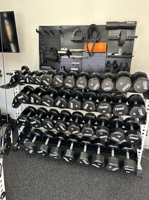 TROY PFDC-C  Pro-Style Black Dumbbell Contoured Handle & Chrome Endcaps