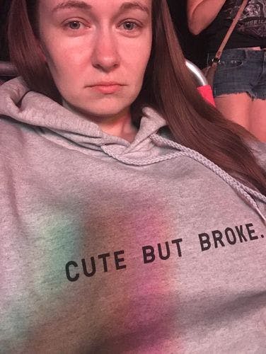 cute but broke hoodie