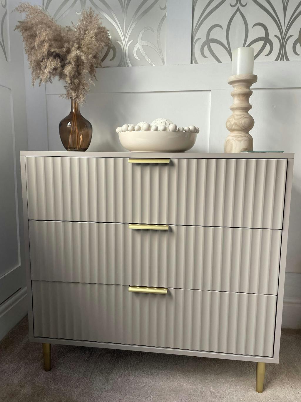 Evie 2 Drawer Bedside Table Warm White DUSK