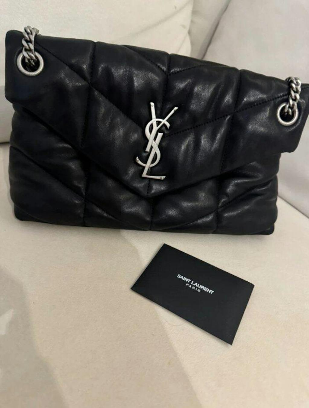 세인트로랑 루루 퍼퍼 체인백 은장 S/M (로제 착용)