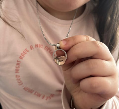 Gravur Halskette mit drehbarem Herz Anhänger