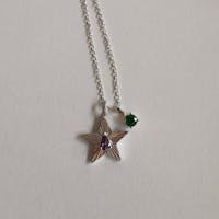 The Star Necklace with 4 Prong Solitaire Pendant (4mm) (White Gold)