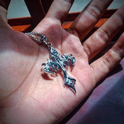 Flame cross necklace