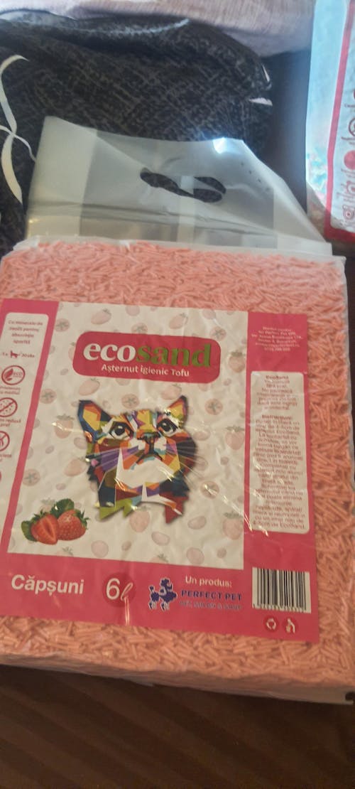 Nisip tofu pisici Ecosand capsuni 6L