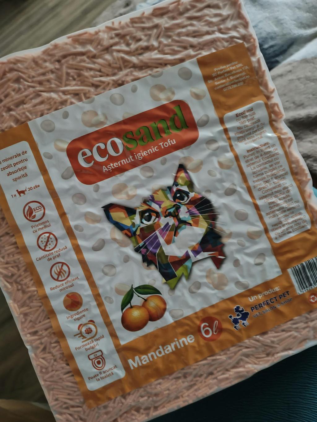 Nisip tofu pisici Ecosand mandarine 6L