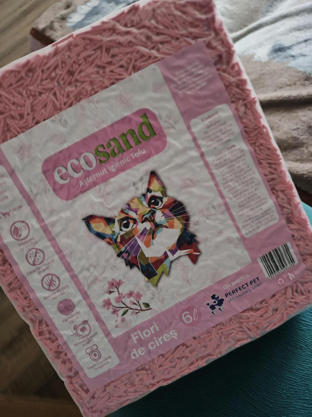 Nisip tofu pisici Ecosand flori de cires 6L