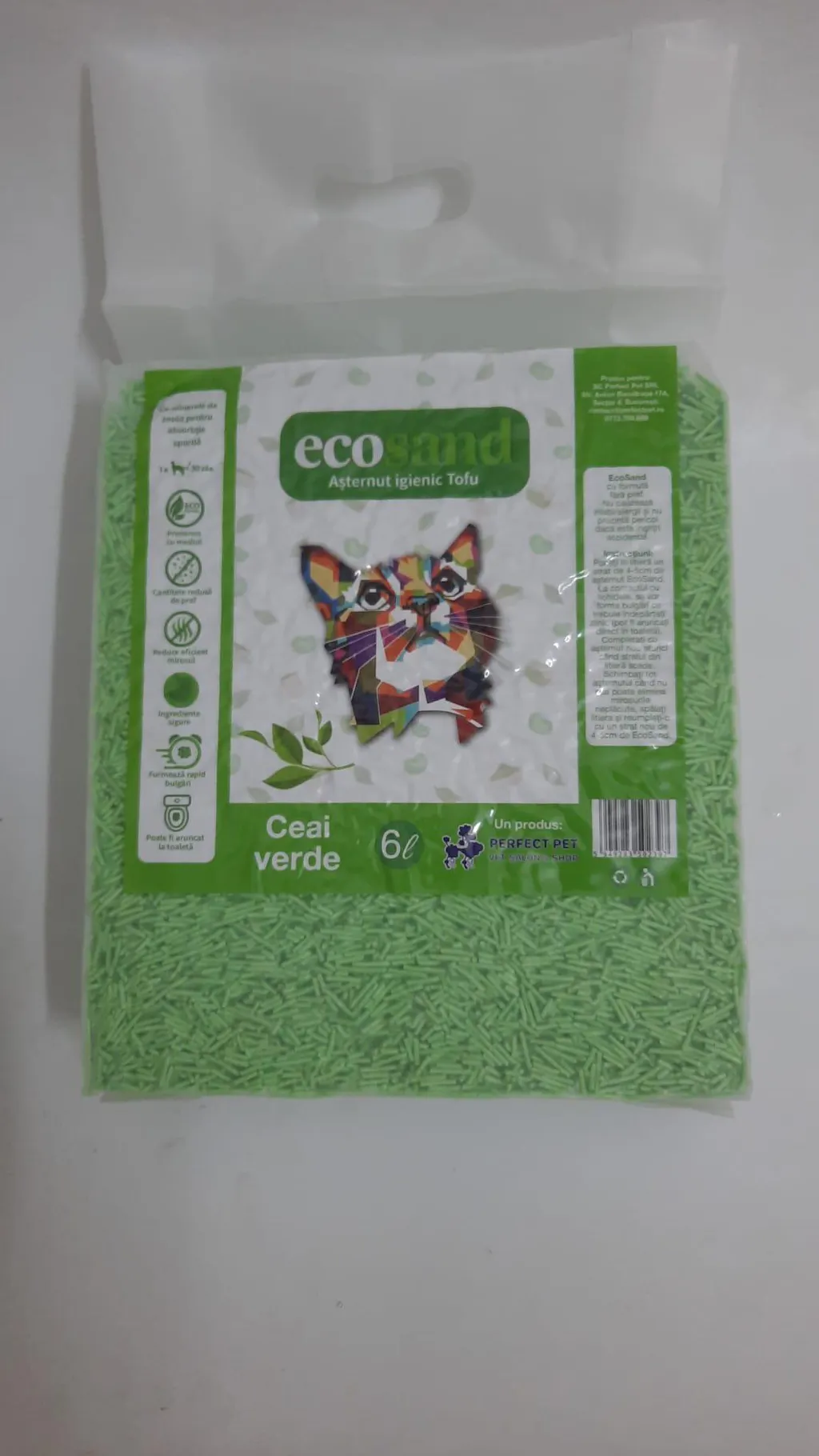 Nisip tofu pisici Ecosand ceai verde 6L