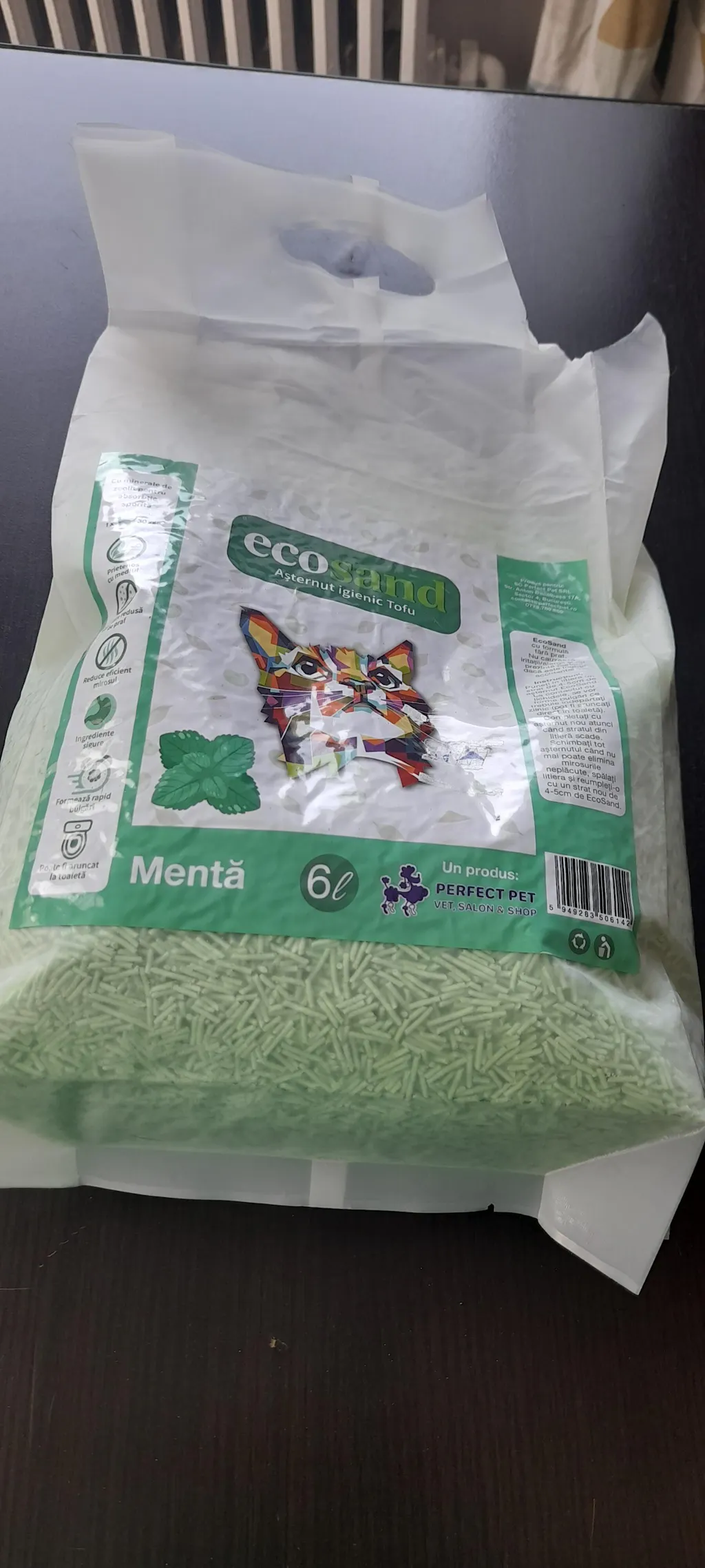 Nisip tofu pisici Ecosand mentă 6L