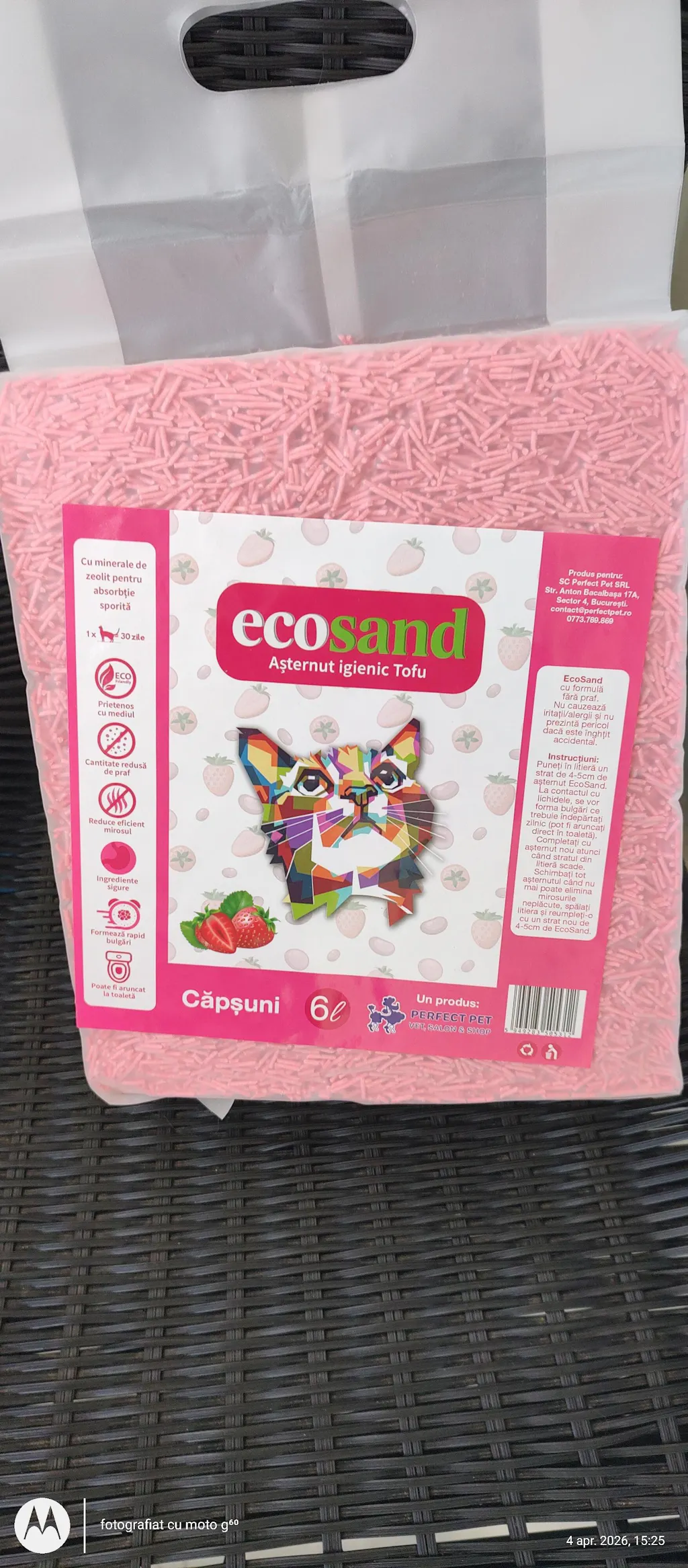 Nisip tofu pisici Ecosand capsuni 6L