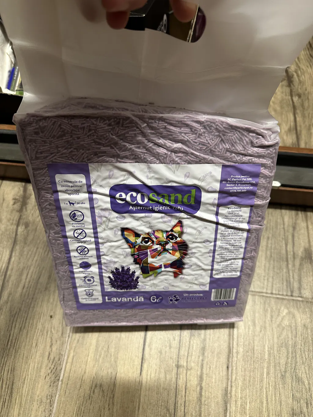 Asternut Ecosand MICRO – Lavanda, 6L, litiere automate, pisici mofturoase
