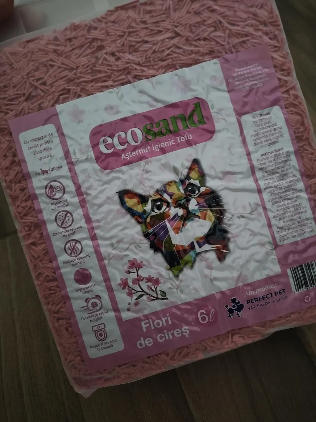 Nisip tofu pisici Ecosand flori de cires 6L