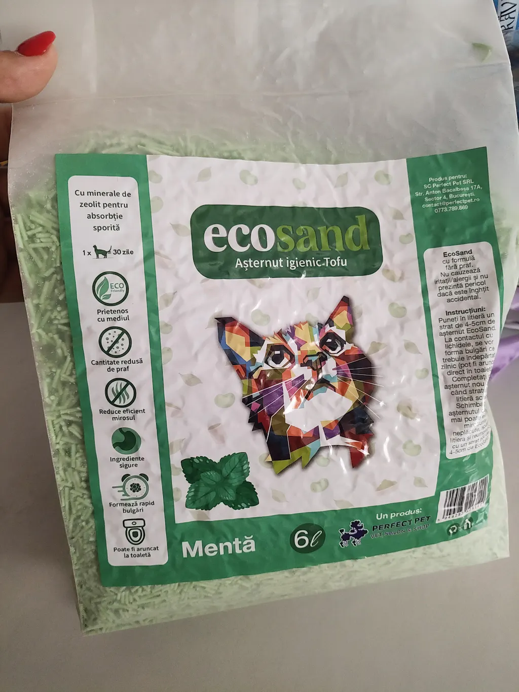 Nisip tofu pisici Ecosand mentă 6L