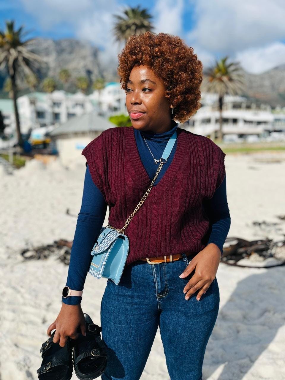 Ladies Cable Knit Vest - Burgundy – Edgars