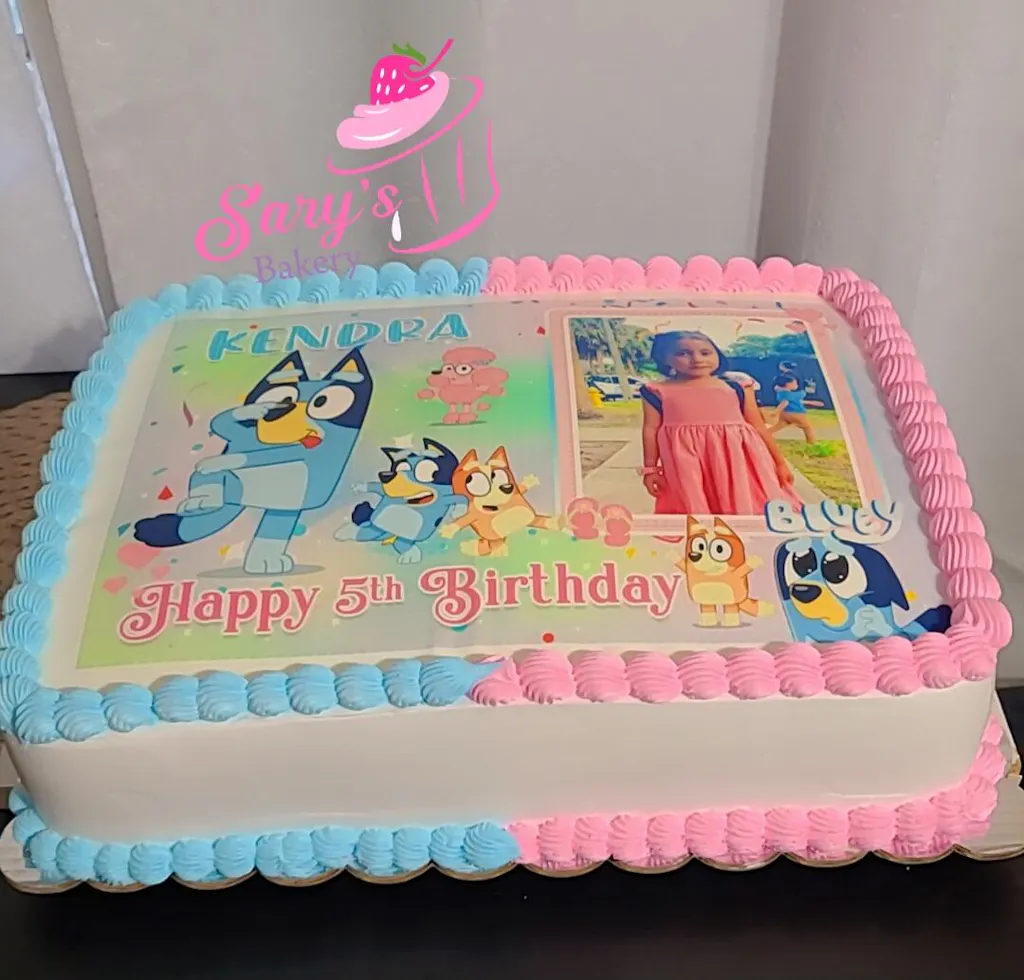 Bluey Girls Photo Frame Edible Cake Topper Image – Ediblecaketopper
