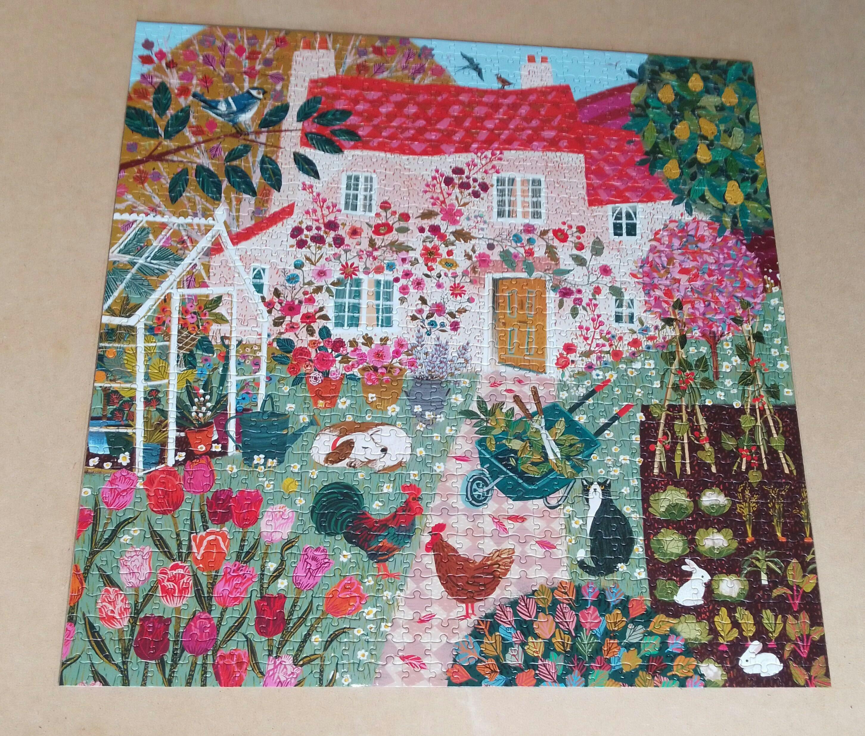 Puzzle King 1000 Pezzi "April Cottage" | Paesaggio Campestre Con Cottage | Dimensioni 68x49 Cm
