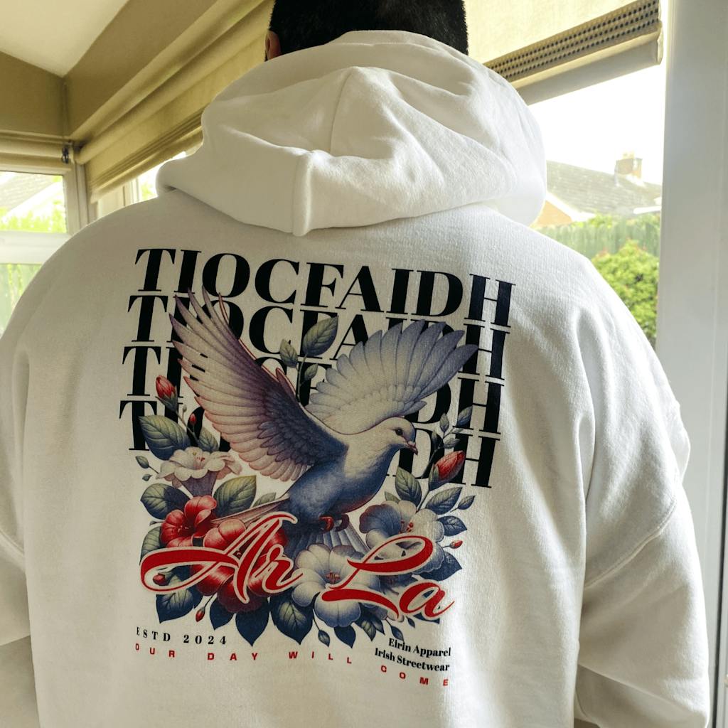 Men's 'Dove of Freedom' White Gaelic Hoodie
