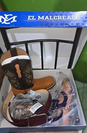 Bota Vaquera Bulldog Avestruz Coñac