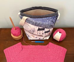 Medium drawstring project bag - Winter Fun