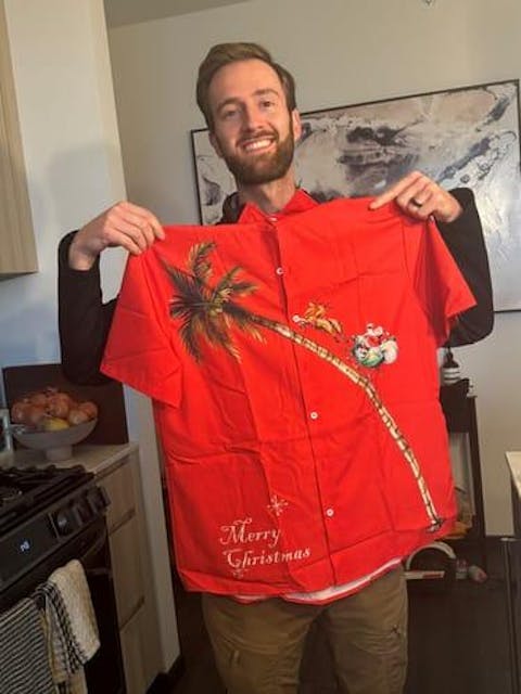 Men's Merry Christmas Palm Tree Short Sleeve Shirt