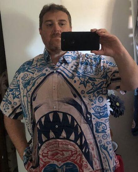 Men's Hawaiian Great White Shark Pattern Short Sleeve Shirt