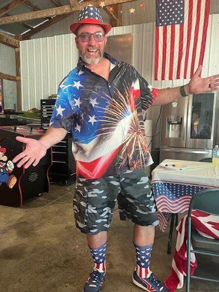 Men's Stars Stripes and Sparks Short Sleeve Shirt
