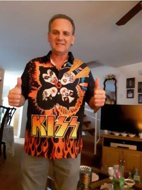 "The Kiss" Rock And Roll Print Men's Shirt