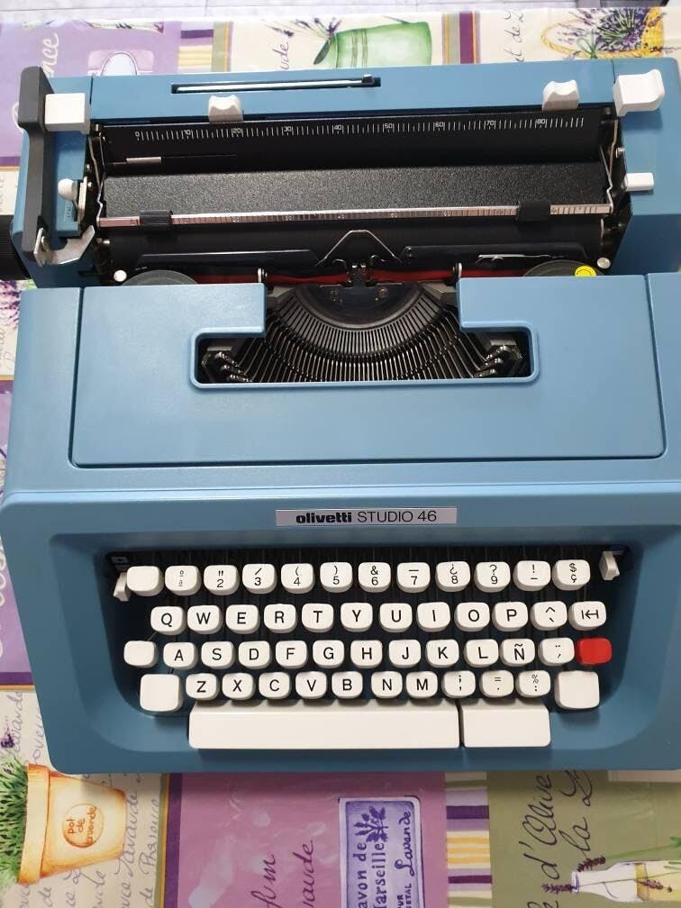 Olivetti Studio 46 Blue, Vintage Manual Typewriter, Restored