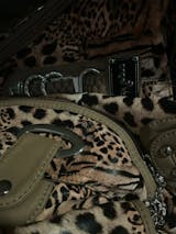 Women’s Vintage Leopard Print Handbag – Punk Biker Shoulder Satchel with Multi-Pockets