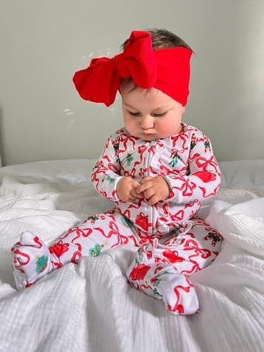 Christmas Ruffle Zip Romper | Baby Bamboo Pajamas – Elle & Mily