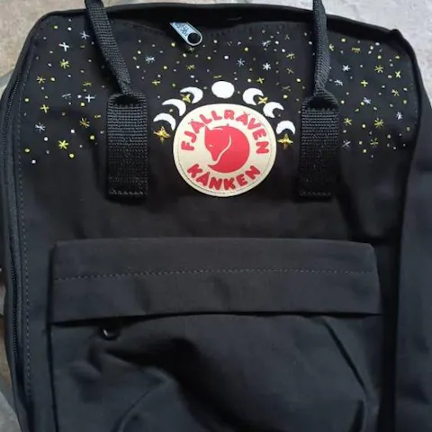 Fjallraven Kanken Backpack with Moon Phases, Stars & Aurora Embroidery - Personalized Embroidered Backpack - Custom Bag for Women