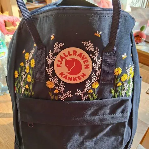Fjallraven Kanken Backpack with Embroidered Flowers - Personalized Embroidered Backpack - Custom Bag for Women