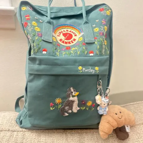 Fjallraven Kanken Backpack embroidered embroidered with pets, puppies, and customized dogs - Personalized Embroidered Backpack - Custom Bag for Women