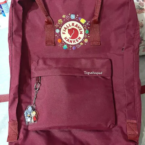 Fjallraven Kanken Backpack with Planets Orbiting Around Logo Embroidery - Personalized Embroidered Backpack - Custom Bag for Women