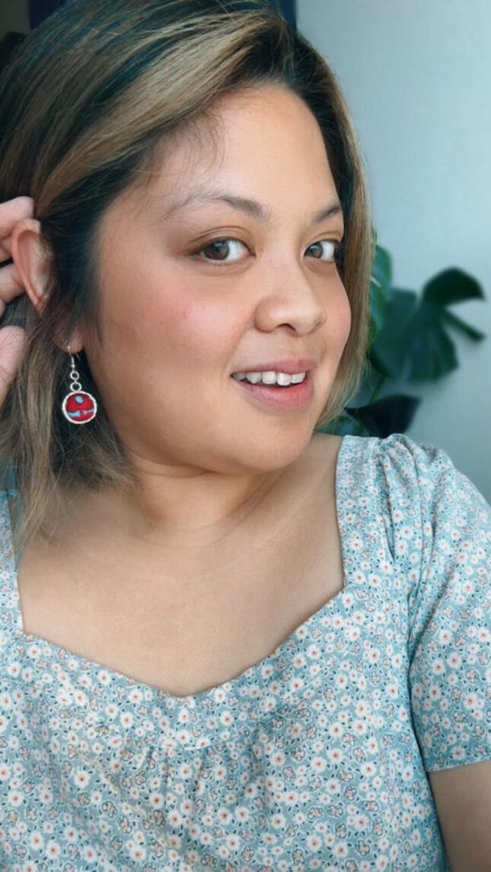 Serenity Circle Embroidered Ball Earrings