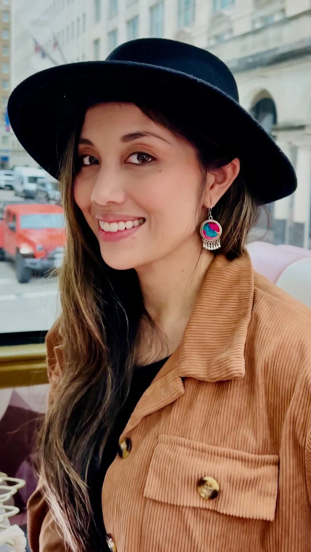 Circles of Joy Hand Embroidered Teardrop Earrings