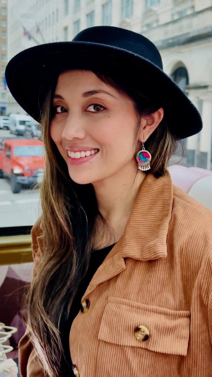 Circles of Joy Hand Embroidered Teardrop Earrings