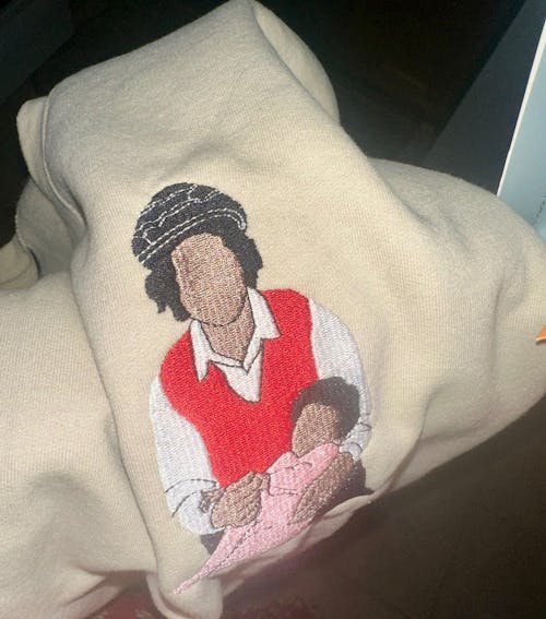 Custom Embroidered Photo Portrait Couple Hoodie or Sweatshirt, Personalized Gift for Him Her